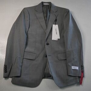 NEW Calvin Klein 38R Gray 100% Wool Slim Fit Mens Blazer Suit Jacket Sport Coat
